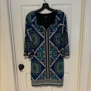 Laundry By Shelli Segal Geometric Blue and Green Dress